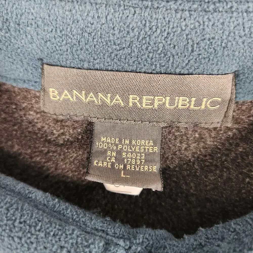 Y2K Banana Republic Shirt Mens L/G Blue Fleece Button Front Shirt Jacket Thermal